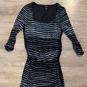 White House Black Market Black and Gray Striped Dress